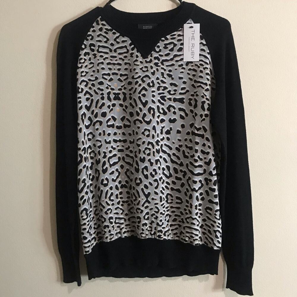 Barney’s New York CO-OP Silk Leopard Sweater Size M